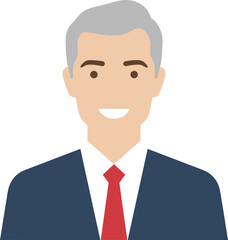 Flat Style Businessman Illustration with Red Tie Isolated on White Background