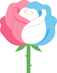 Simple Flat Style Transgender Pride Rose Flower Bloom Graphic Element