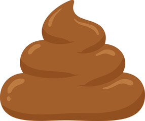 Simple Flat Illustration Brown Poop Swirl Pile Shape Icon Graphic
