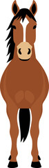 Simple Cartoon Style Full Body Horse Illustration Standing Front View