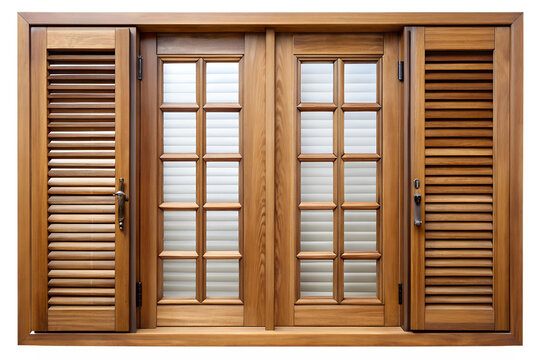 Fototapeta Classic wooden double doors with louvered shutters