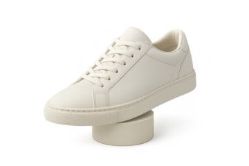 Stylish white sneaker isolated on transparent background, for fashion designs