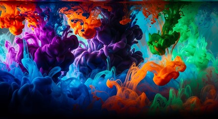 Dynamic liquid colors mixing, creating captivating swirls and cloud formations