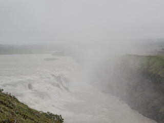 waterfall  Gullfoss and river Hvítá in Iceland