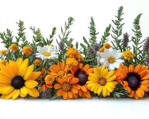 Colorful flower arrangement on white background (1)