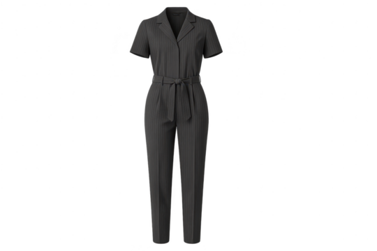 Elegant pinstripe jumpsuit isolated on a transparent background for design