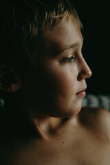 portrait of a handsome boy with long eyelashes