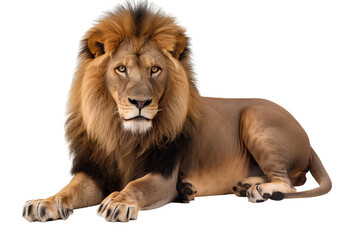 Fototapeta premium A Majestic Lion Laying down, Transparent Background.