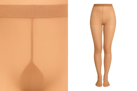 Elegant sheer beige nylon tights for women, isolated on transparent background