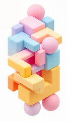 Pastel Geometric Harmony: A Playful Stack of Abstract Shapes Exploring Form and Balance