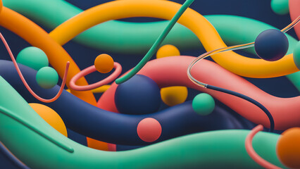 Playful interplay of abstract shapes and forms, a colorful and dynamic design  composition