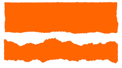 Orange strips of torn paper texture with ripped edges isolated for message background and note clipart.	