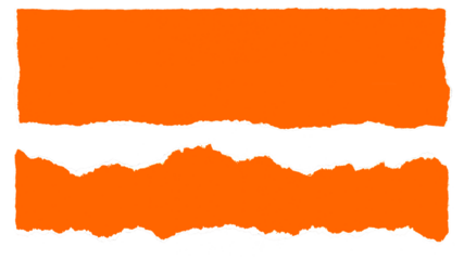 Orange strips of torn paper texture with ripped edges isolated for message background and note clipart.	