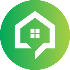 home icon on a green background on green house environment logo