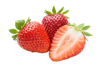 Fresh ripe strawberries isolated on black background