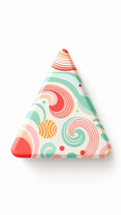 Whimsical triangle form art, swirling patterns with light, pastel tones, and harmonious color