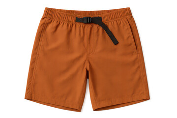 Stylish orange shorts with black buckle isolated on a transparent background