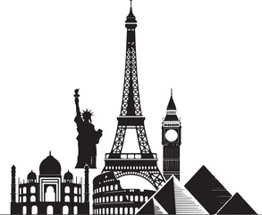 Obraz premium Iconic world landmarks collage for travel inspiration