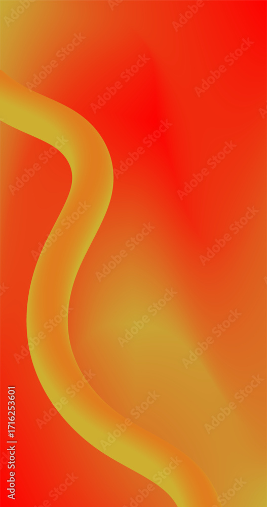 Poster abstract background with curve lines in orange and red gradient
