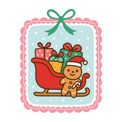 Fototapeta premium Santa’s Sleigh Full of Gifts Frame - funny Christmas Coquette Frame t-shirt, Winter Invitations Xmas Clipart, Christmas Girly Holiday Ornaments shirt 