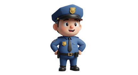 Cartoon police officer character isolated on transparent background