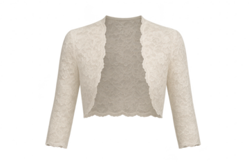 Elegant ivory lace bolero isolated on transparent background, stylish and delicate