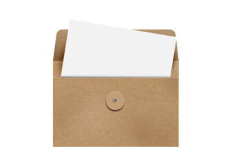 Vintage brown kraft textured paper envelope with empty white paper