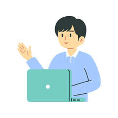 illustration of a businessman presenting with a laptop