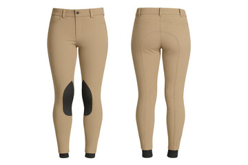 Tan riding breeches on transparent background, isolated equestrian apparel