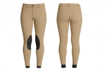 Tan riding breeches on transparent background, isolated equestrian apparel