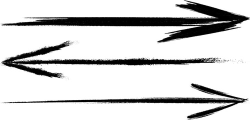 Three Grunge Arrow Illustrations Pointing Different Directions