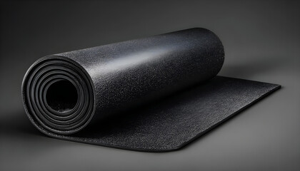 Photo realistic as Yoga mat icon with copy space on a gray background concept as A vector image of a yoga mat icon with generous copy space on a gray background ideal for fitness and exercise themed