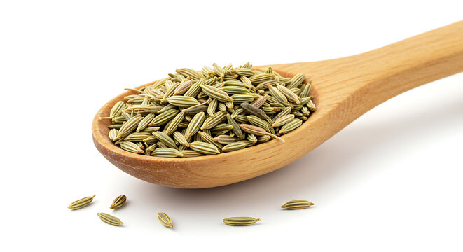 cumin seeds in a wooden spoon