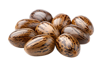 Pile of castor beans on black background