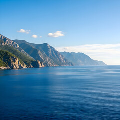 Coastal Serenity - Mountains Meet the Azure Sea.
