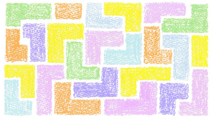 Pastel geometric pattern and abstract background with isolated color chalk textures.
