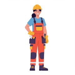 Fototapeta premium Young woman construction worker standing confidently in safety gear 