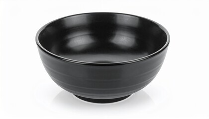 Black empty ceramic dip bowl close up. Isolated over white background