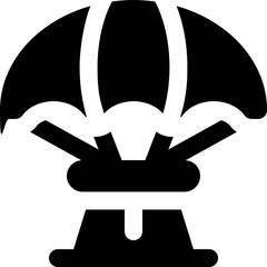 parachute glyph icon. Strong and solid vector icon for websites, mobile interfaces, presentations, and visual branding. High quality and easy to edit.