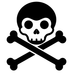 Skull and Crossbones vector silhouette on white background