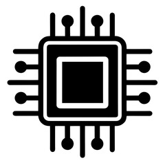 Microchip or CPU icon vector silhouette