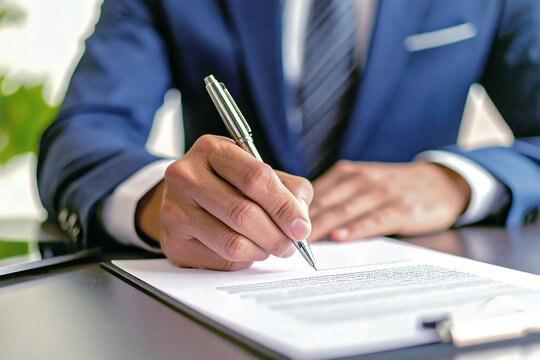 契約書にサインするビジネスマン / A Businessman Signing a Contract