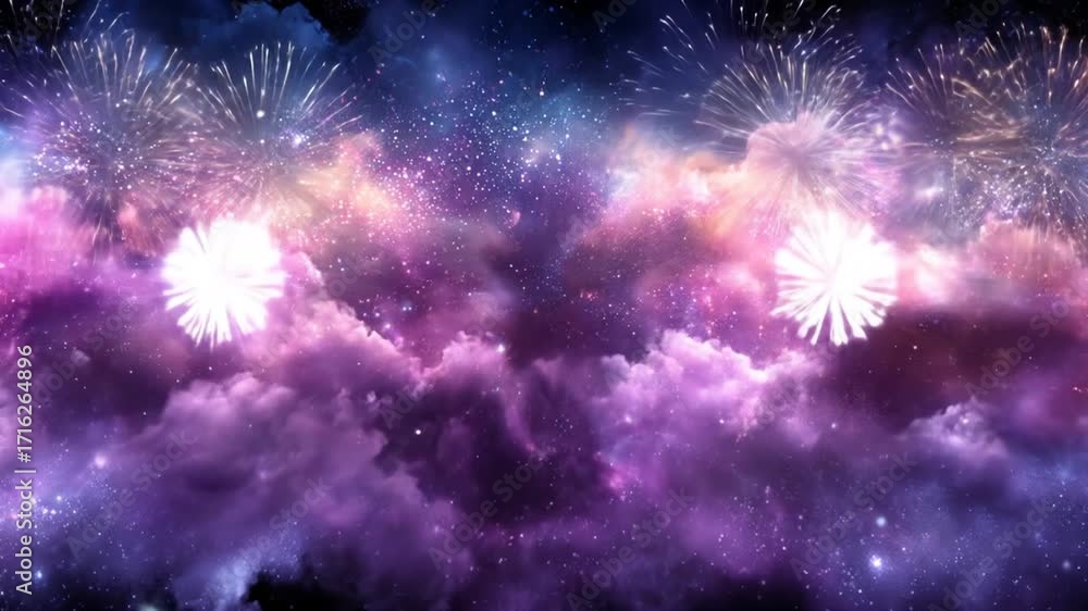 Wall mural an artistic depiction of a nebula or galaxy with luminous fireworks. the background is dark, featuri