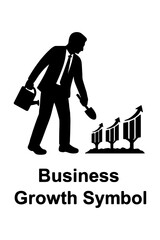Businessperson Planting Growth Charts Silhouette – Minimal Vector Symbolizing Investment, Strategy & Financial Development 