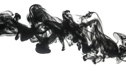 Abstract black ink swirling gracefully against a white background. creating a mesmerizing flow that evokes feelings of creativity and fluidity. ideal for artistic or design projects