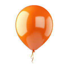 A vibrant. glossy orange balloon floating against a clean white background. symbolizing celebration and joy. perfect for festive events or party decorations
