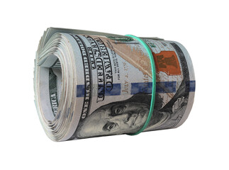 Roll of dollar cash isolated for money concept.