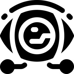 robotic eye glyph icon. Strong and solid vector icon for websites, mobile interfaces, presentations, and visual branding. High quality and easy to edit.