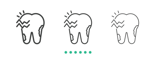 Broken tooth icon. Thin line icon vector