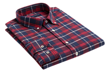 Folded plaid button down shirt comfortable soft fabric